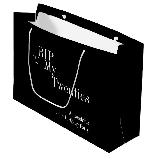 30th Birthday RIP 20s Party Favour Large Gift Bag (Front Angled)