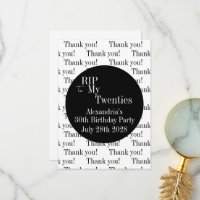 30th Birthday RIP 20s Party Thank You