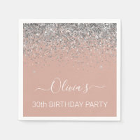 30th Birthday Rose Gold Blush Pink Silver Glitter