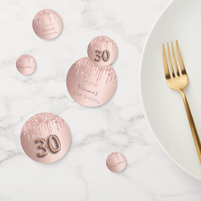30th birthday rose gold glitter pink monogram conf confetti (Group)