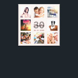 30th birthday rose gold name photo collage canvas print<br><div class="desc">A unique 30th birthday gift or keepsake, celebrating her life with a collage of 8 of your photos. Add images of her family, friends, pets, hobbies or dream travel destination. Personalize and add a name, age 30 and a date. Grey and black coloured letters. A chic girly and feminine rose...</div>