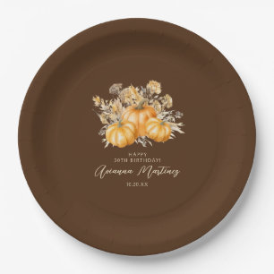 30th Birthday Rustic Boho Pumpkin Fall Custom Paper Plate