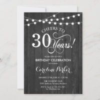 30th Birthday - Rustic Gray Wood Pattern