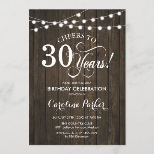 30th Birthday - Rustic Wood Pattern Invitation