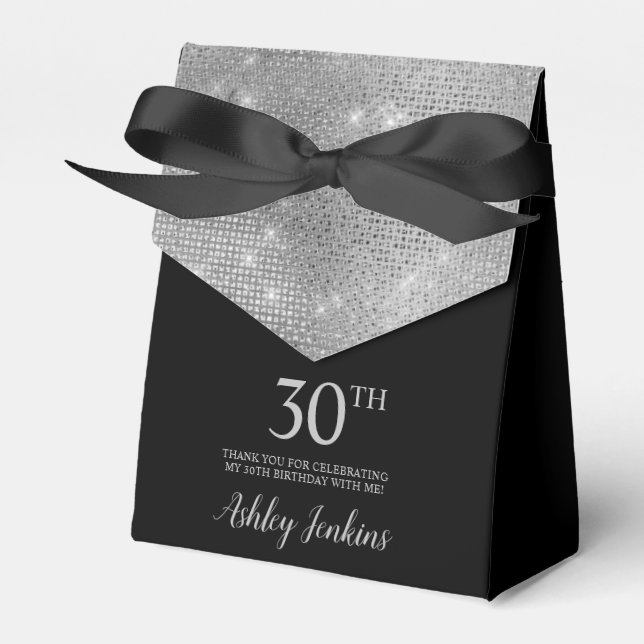 30th Birthday Silver Thank You Favour Box (Front Side)