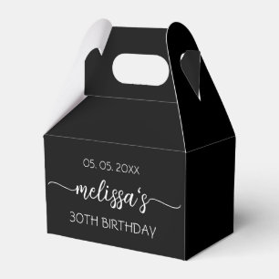 30th Birthday Simple Black Calligraphy Script Favor Box