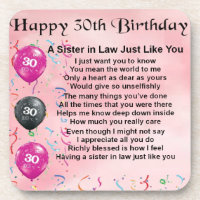 30th Birthday - Sister in Law Poem
