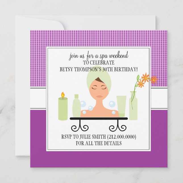 30th Birthday Spa Weekend Getaway Invitation (Front)