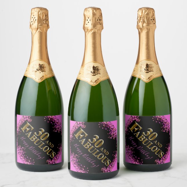 30th Birthday  Sparkling Wine Label (Bottles)