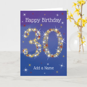 30th Birthday - Star Numbers - Blue - Age 30 Card