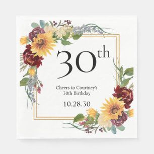30th Birthday Sunflowers Napkin