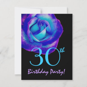 30th Birthday Template Purple and Blue Rose W230