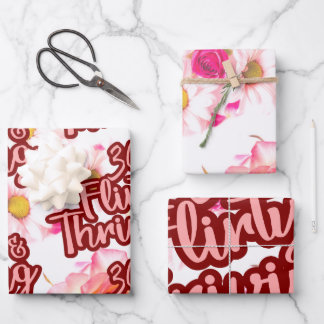 30th Birthday Thirty Flirty and Thriving Fun Pink Wrapping Paper Sheet
