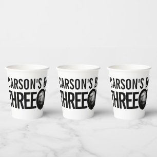 30th Birthday three oh custom photo black white Paper Cups
