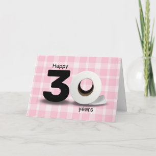 30th Birthday Toilet Paper Roll on Plaid Card
