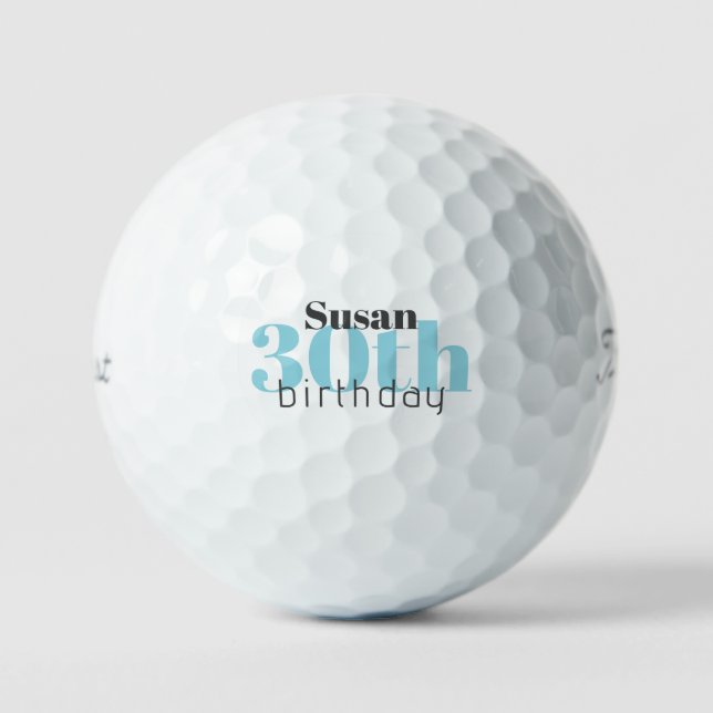 30th Birthday Turquoise Custom Titleist Pro V1 Golf Balls (Front)