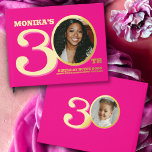 30th birthday two photos hot pink gold guest book<br><div class="desc">Bold simple graphic bright hot pink, and gold photo template 30th birthday party guest book. Personalize this book with two different photos of your birthday girl one on each side. A great gift to give to your birthday girl at the end of her thirtieth birthday party. Other matching items are...</div>