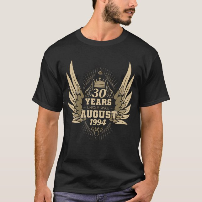 30th birthday unique since August 1994 wings T-Shirt (Front)