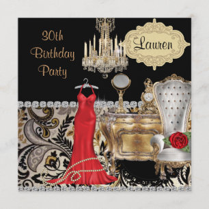 30TH BIRTHDAY VINTAGE BLING  Invitation