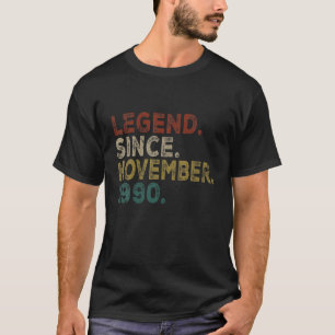 30th Birthday Vintage Retro November 1990 Gift 30  T-Shirt