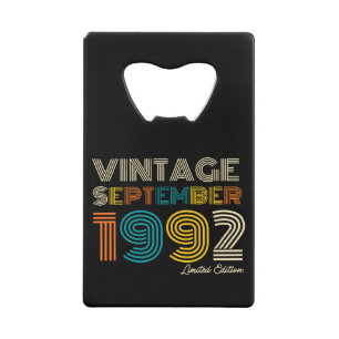 30th Birthday Vintage September 1992 Limited Edtn. Credit Card Bottle Opener