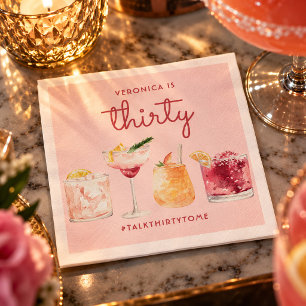 30th Birthday Watercolor Cocktail Napkins