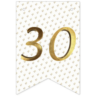 30th Birthday Wedding Anniversary Gold Number Bunting Flags