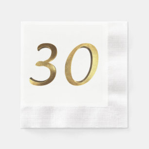30th Birthday Wedding Anniversary Gold Number Napkin