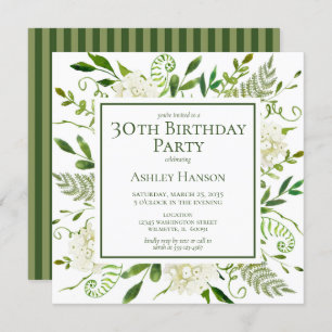 30th Birthday White Hydrangeas Invitation