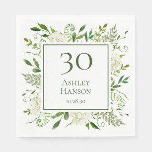 30th Birthday White Hydrangeas Napkin