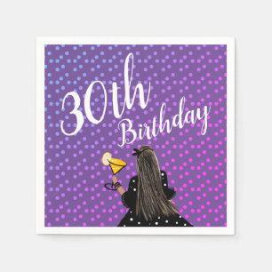 30th Birthday Woman Cocktail Fashion Beauty Napkin
