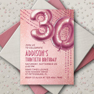 30th Birthday Womens Rose Gold Invitation