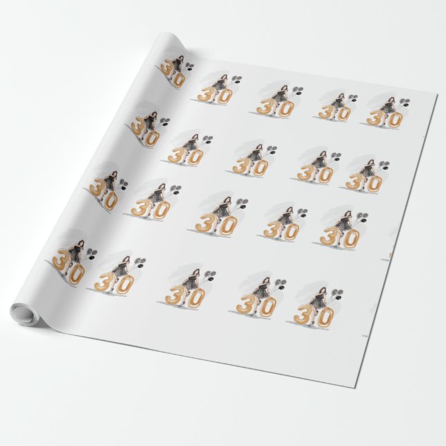 30th birthday wrapping paper (Unrolled)