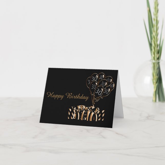 30th Black Balloons Birthday | Diy Words Card (Front)