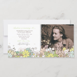 30th Flowers Birthday Party Photo Card Invitation