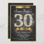 30th Gold Diamond Chalkboard Birthday Invitation<br><div class="desc">30th Gold Diamond Sparkle Bling Chalkboard Faux Gold Metallic Birthday Invitation</div>