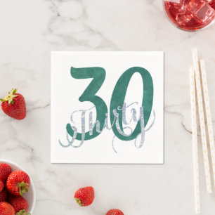 30th Green Custom Birthday Anniversary Party Napkin