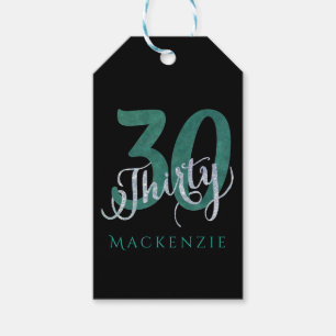 30th Green Custom Birthday Thank You Party Favou Gift Tags