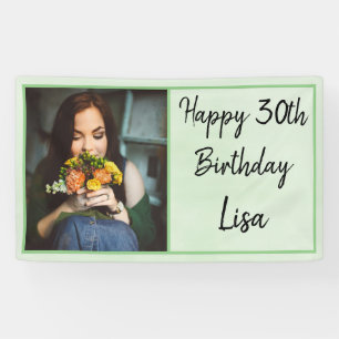 30th Green Photo Happy Birthday Banner