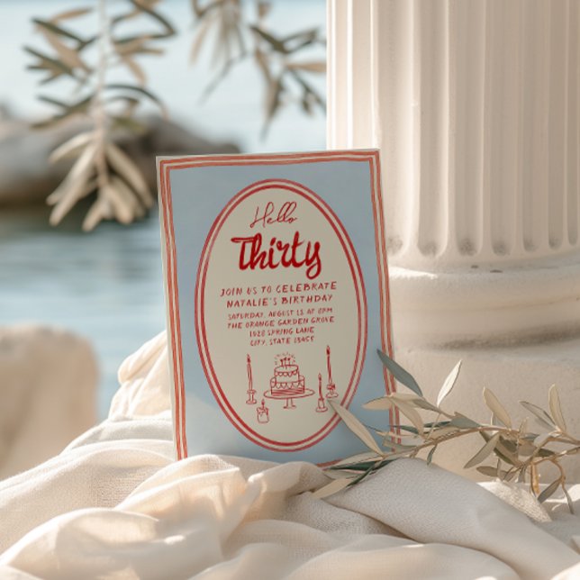 30th Hand Written Drawn Cake Quirky Fun Birthday Invitation (Creator Uploaded)