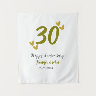 30th happy anniversary golden gray wedding couple tapestry