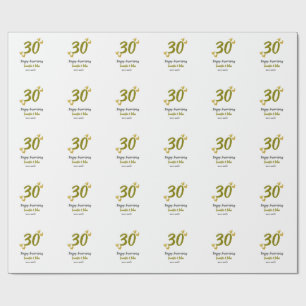 30th happy anniversary golden gray wedding couple wrapping paper