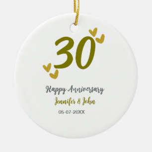 30th happy anniversary golden grey wedding couple ceramic ornament