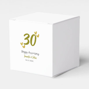 30th happy anniversary golden grey wedding couple  favor box