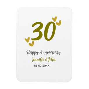 30th happy anniversary golden grey wedding couple  magnet