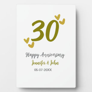 30th happy anniversary golden grey wedding couple  plaque