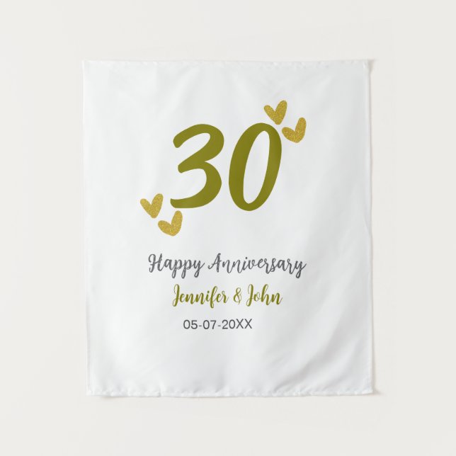 30th happy anniversary golden grey wedding couple  tapestry (Front)