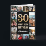 30th Happy Birthday Black and Gold Photo Collage Card<br><div class="desc">30th Happy Birthday Black and Gold Photo Collage Birthday Card. For further customization,  please click the "Customize it" button and use our design tool to modify this template.</div>