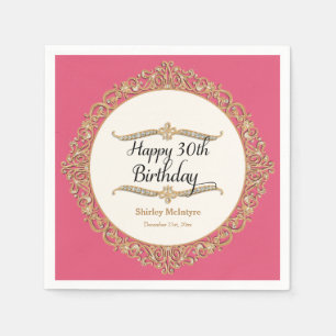 30th Happy Birthday Party Celebration Round Decor Napkin