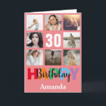 30th Happy Birthday Photo Collage Modern Pink Card<br><div class="desc">30th Happy Birthday Photo Collage Modern Pink Card with personalized name. For further customization,  please click the "Customize it" button and use our design tool to modify this template.</div>